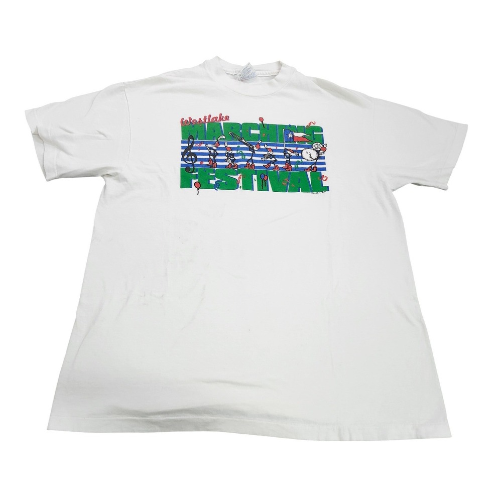 Vintage 90s Westlake Marching Festival T Shirt L Single Stitch USA Hanes